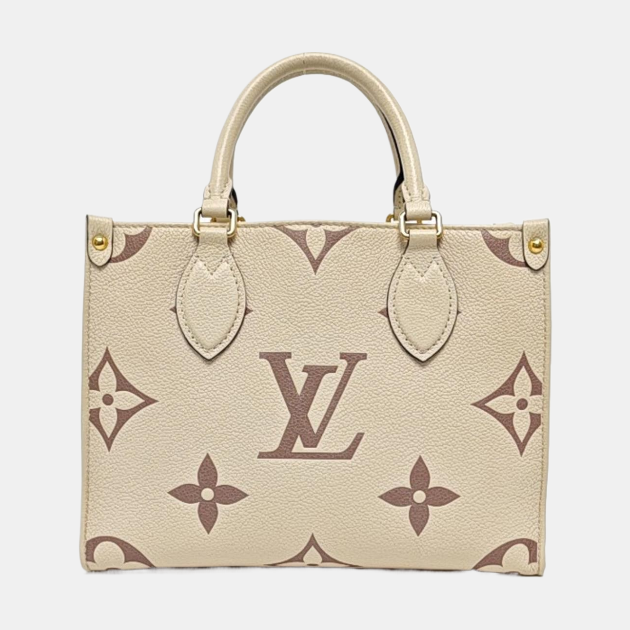 LOUIS VUITTON ONTHEGO Small White Leather Monogram Damier Ebene Jungle Bag Single Shoulder Bag Tote Bag Crossbody Bag with Gold Hardware and Detachable Shoulder Strap-(SKU)-960513551