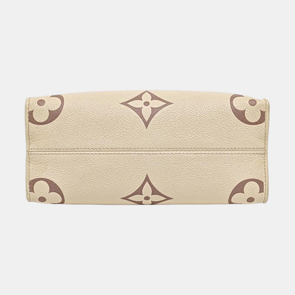 LOUIS VUITTON ONTHEGO Small White Leather Monogram Damier Ebene Jungle Bag Single Shoulder Bag Tote Bag Crossbody Bag with Gold Hardware and Detachable Shoulder Strap-(SKU)-960513551