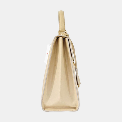 GUCCI Vintage Kelly Beige Leather Single Shoulder Bag Handbag Golden hardware Removable shoulder strap-(SKU)-951806628