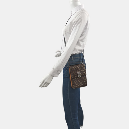 BURBERRY Robin 棕色涂层帆布TBSingle Shoulder Bag Crossbody Bag Silver Hardware Removable shoulder strap-(SKU)-960367103