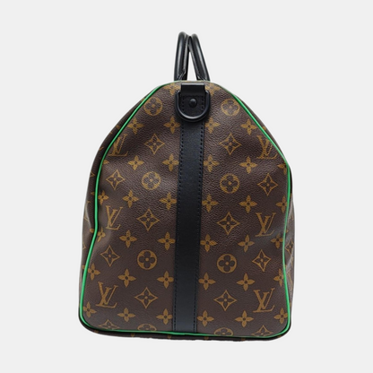 LOUIS VUITTON KEEPALL 50 brown coated canvas Monogram Boston bag shoulder bag handbag crossbody bag removable shoulder strap-(SKU)-957535893