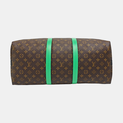 LOUIS VUITTON KEEPALL 50 brown coated canvas Monogram Boston bag shoulder bag handbag crossbody bag removable shoulder strap-(SKU)-957535893