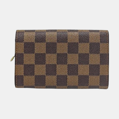 LOUIS VUITTON TRESOR Brown Coated Canvas Checkered Wallet Golden hardware-(SKU)-960504851
