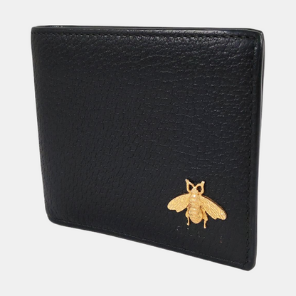 GUCCI Animalier Black Cowhide Bee Wallet Golden hardware-(SKU)-960311635