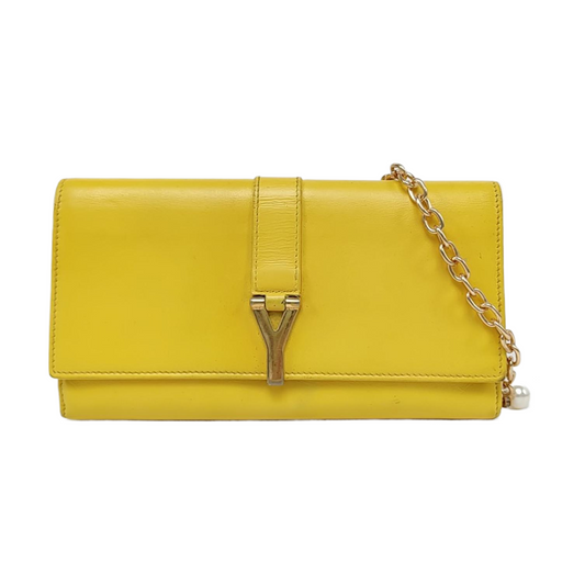 YSL CHYC Y LIGNE Yellow Cowhide Wallet Golden hardware-(SKU)-960428590