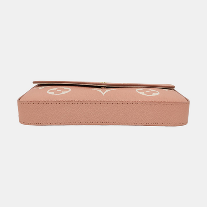 LOUIS VUITTON FÉLICIE Pink Leather Monogram Embossed Three-In-One Shoulder Bag, Crossbody Bag, Handbag, Gold Hardware, Detachable Shoulder Strap, Accessories Included-(SKU)-960658882