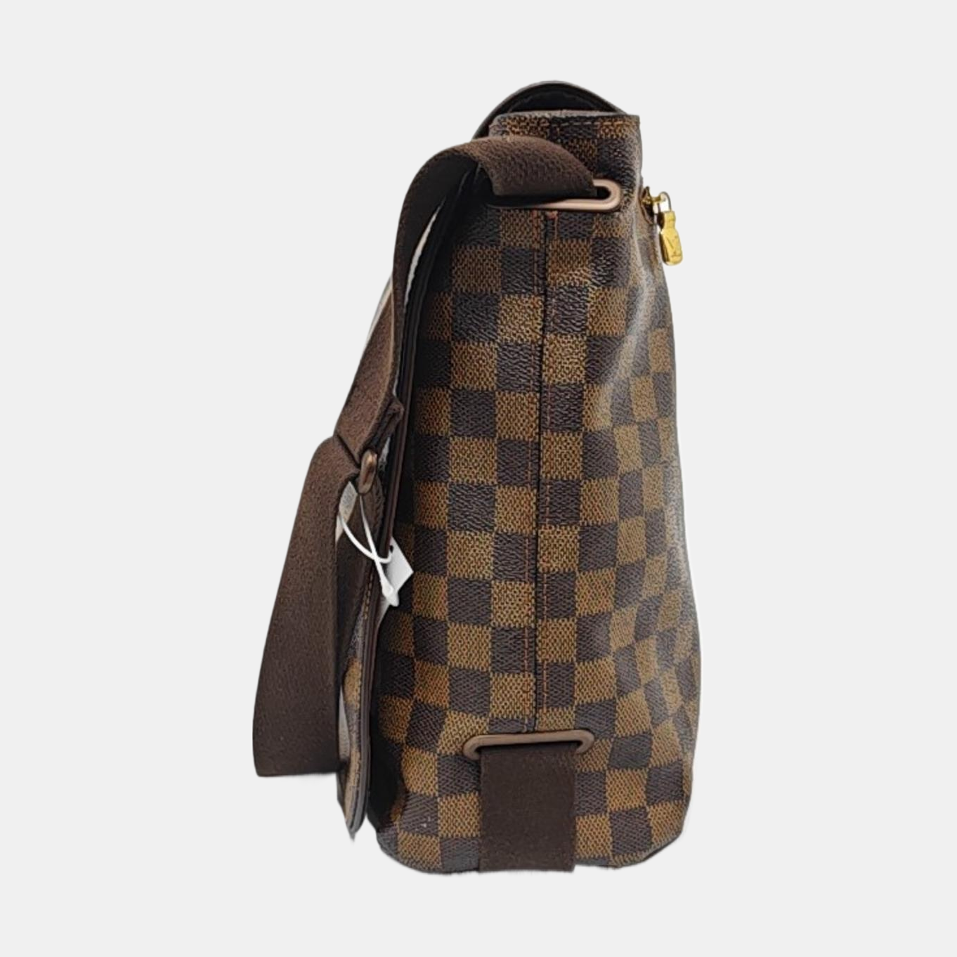 LOUIS VUITTON BROOKLYN Medium size Brown Coated Canvas Checkerboard Crossbody Shoulder Bag Golden hardware-(SKU)-960589506