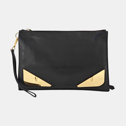 FENDI Black cowhide monster handbag Golden hardware-(SKU)-960374012