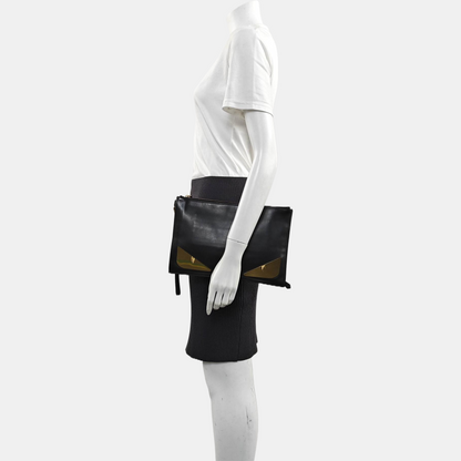 FENDI Black cowhide monster handbag Golden hardware-(SKU)-960374012