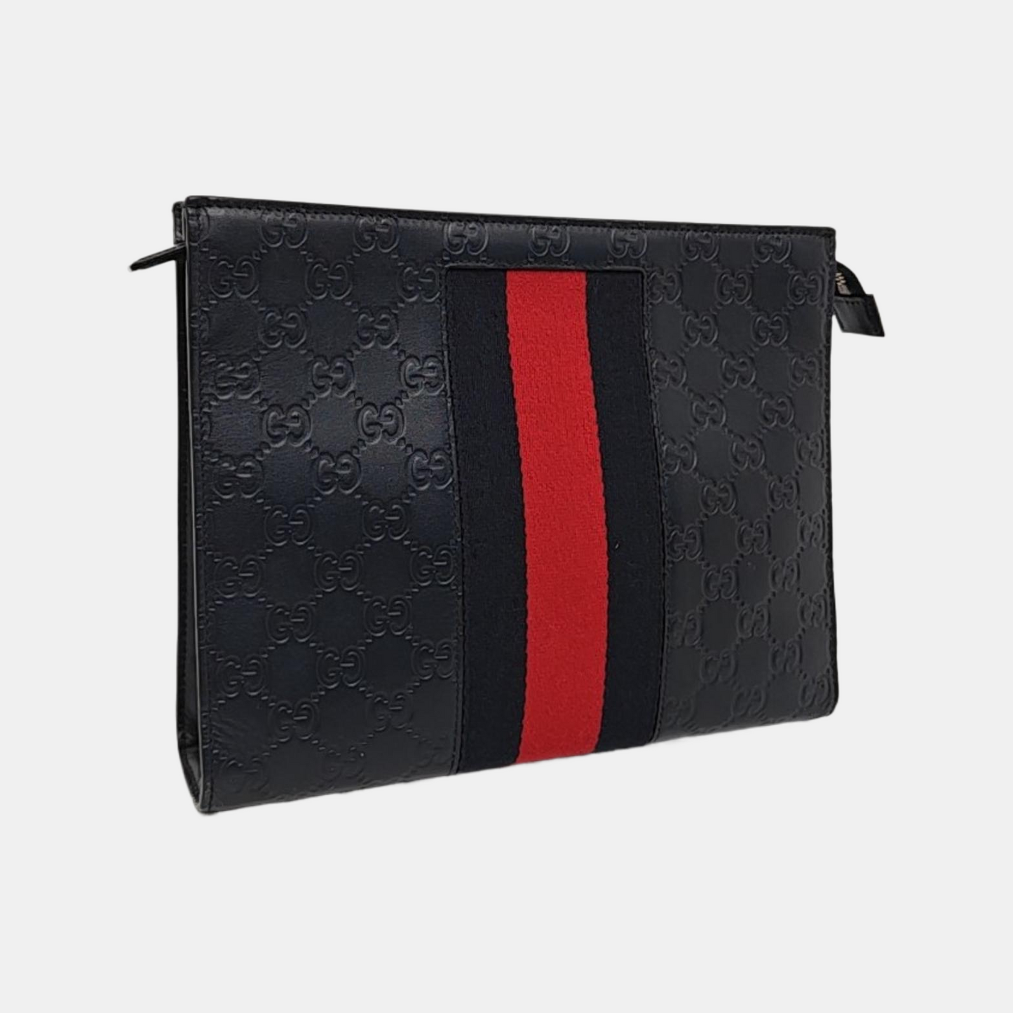 GUCCI Dark Blue Cowhide Vintage Monogrammed Handbag Silver Hardware-(SKU)-960289829