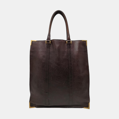 FENDI Dark Brown Leather Single Shoulder Bag Tote Golden hardware-(SKU)-960577572