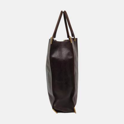 FENDI Dark Brown Leather Single Shoulder Bag Tote Golden hardware-(SKU)-960577572