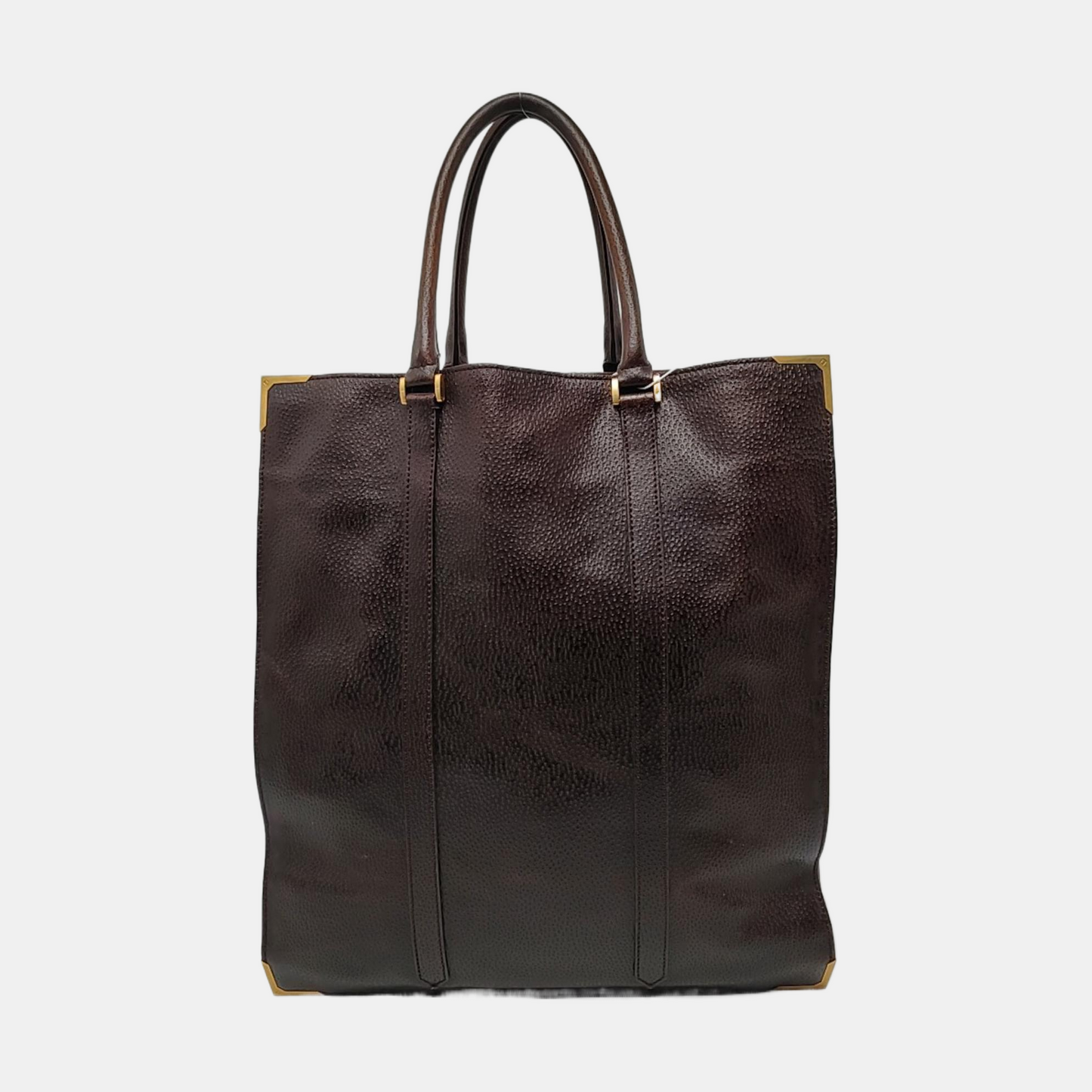 FENDI Dark Brown Leather Single Shoulder Bag Tote Golden hardware-(SKU)-960577572