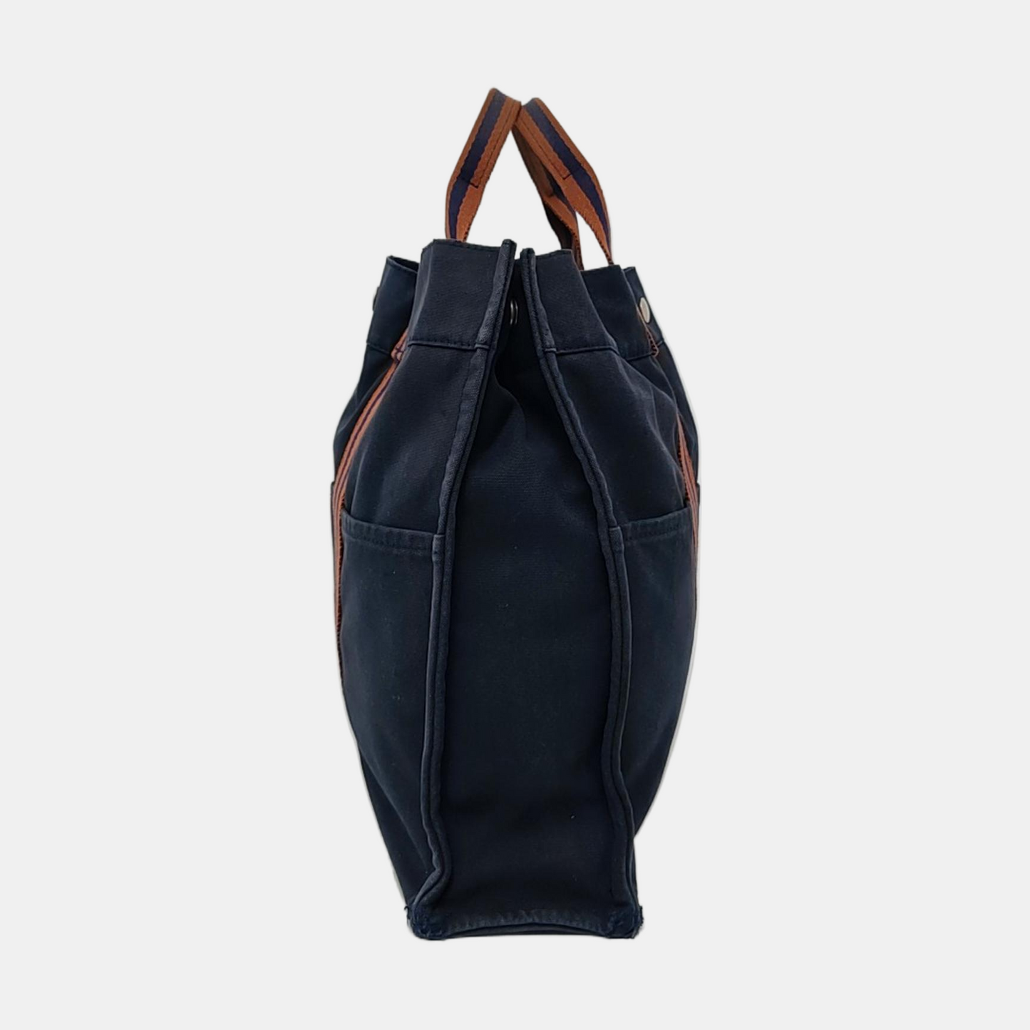 HERMÈS Fourre Tout Medium size Deep Blue Canvas Handbag Silver Hardware-(SKU)-960631606