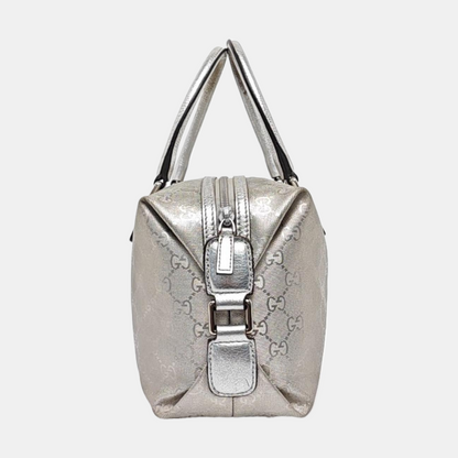 GUCCI Guccissima  Silver Coated Canvas Monogram Handbag Single Shoulder Bag Silver Hardware-(SKU)-960541171