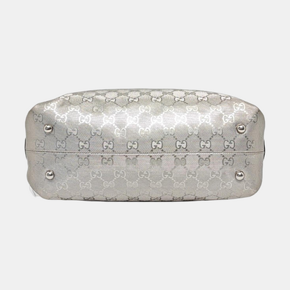 GUCCI Guccissima  Silver Coated Canvas Monogram Handbag Single Shoulder Bag Silver Hardware-(SKU)-960541171