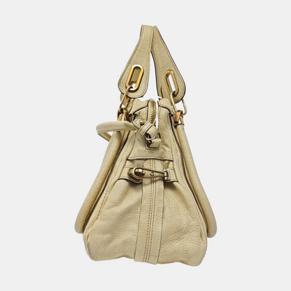 Chloé Paraty Medium size Beige Leather Single Shoulder Bag Golden hardware Removable shoulder strap-(SKU)-960652905
