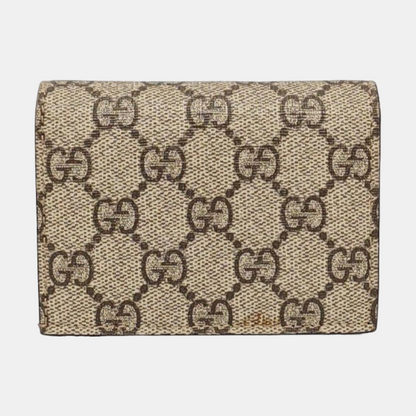 GUCCI GG Supreme Beige Coated Canvas Old Flower Embroidered Card Bag Golden hardware-(SKU)-960573589
