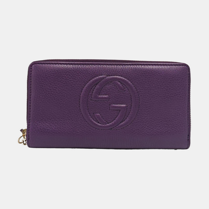 GUCCI Soho Purple Lamb Skin Fringe Wallet Golden hardware-(SKU)-960627155