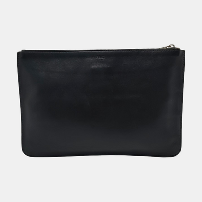 FENDI Black Leather Embossed Handbag Silver Hardware-(SKU)-960614278