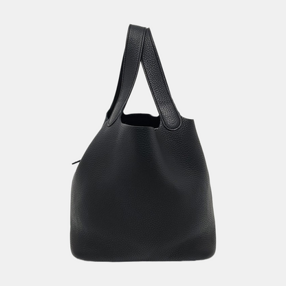 HERMÈS Picotin 22 Black Clemence Leather Basket Tote Bag Silver Hardware A Stamp-(SKU)-960604433