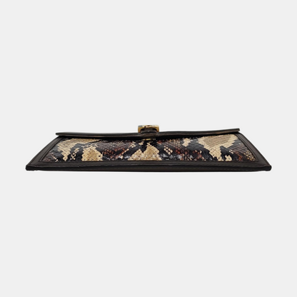 FENDI Gray Snake Skin Clutch Golden hardware-(SKU)-960716690