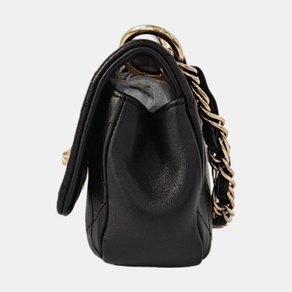 CHANEL CHAIN INFINITY TOP HANDLE Small Black Lambskin Quilted Chain Strap Shoulder Bag Crossbody Bag Golden Hardware 30cm-(SKU)-961018238