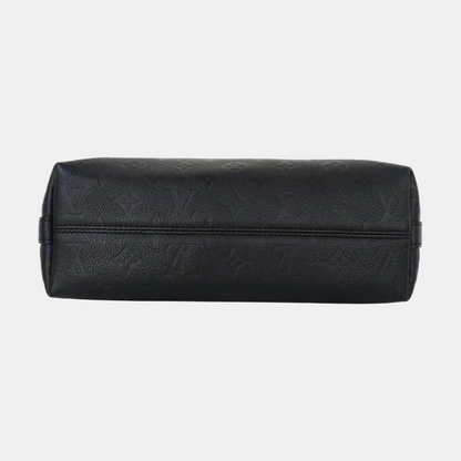 LOUIS VUITTON SAC PLAT Black Calfskin Monogram Embossed Crossbody Shoulder Bag with Golden Hardware, Pockets-(SKU)-961133790