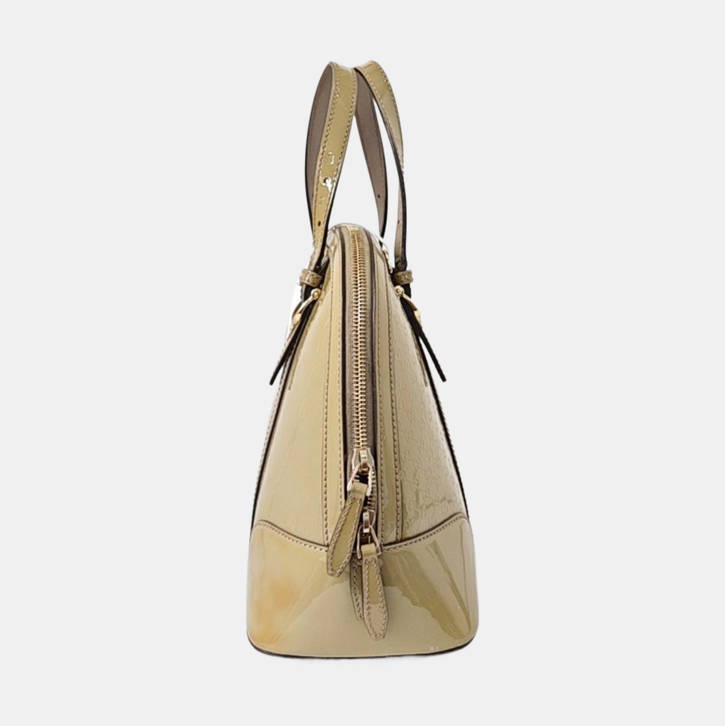 GUCCI Ligne Shima Mustard Yellow Patent Leather Single Shoulder Bag Crossbody Handbag Golden hardware Removable shoulder strap-(SKU)-13486443
