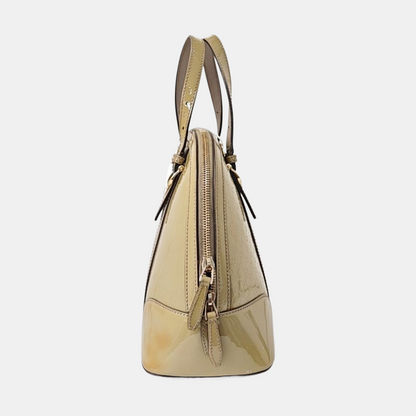 GUCCI Ligne Shima Mustard Yellow Patent Leather Single Shoulder Bag Crossbody Handbag Golden hardware Removable shoulder strap-(SKU)-13486443