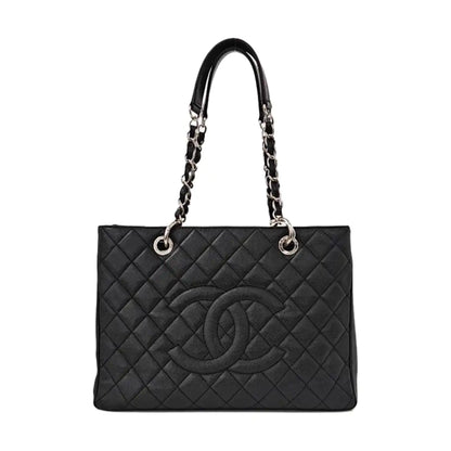 CHANEL CHANEL GST Large Black Calfskin Quilted Crossbody Shoulder Bag with Silver Hardware, 16K-(SKU)-961066652