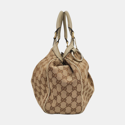 GUCCI Sukey Brown Canvas Monogram Handbag Single Shoulder Bag Silver Hardware-(SKU)-957811466