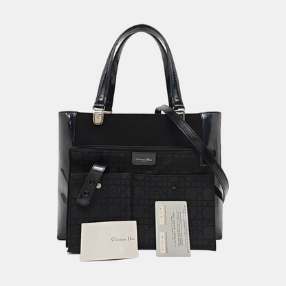 DIOR Tote bag Black Fabric Single Shoulder Bag Silver Hardware Pouch detachable shoulder strap-(SKU)-929190229