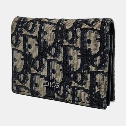 DIOR Black Canvas Vintage Wallet Silver Hardware-(SKU)-956306992