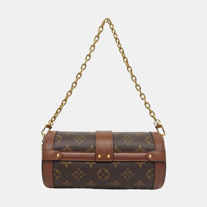 LOUIS VUITTON PAPILLON 19 Brown Coated Canvas Monogram Rivet Babylone Crossbody Bag Handbag Shoulder Bag Gold Hardware 2 Removable Straps-(SKU)-961022468