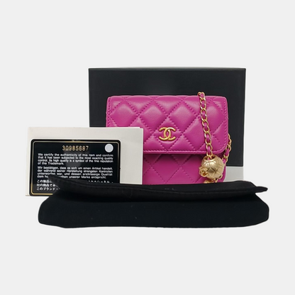 CHANEL WOC Purple Lamb Skin Crossbody Bag Golden Hardware 30 Clasp Accessories Included-(SKU)-961168945