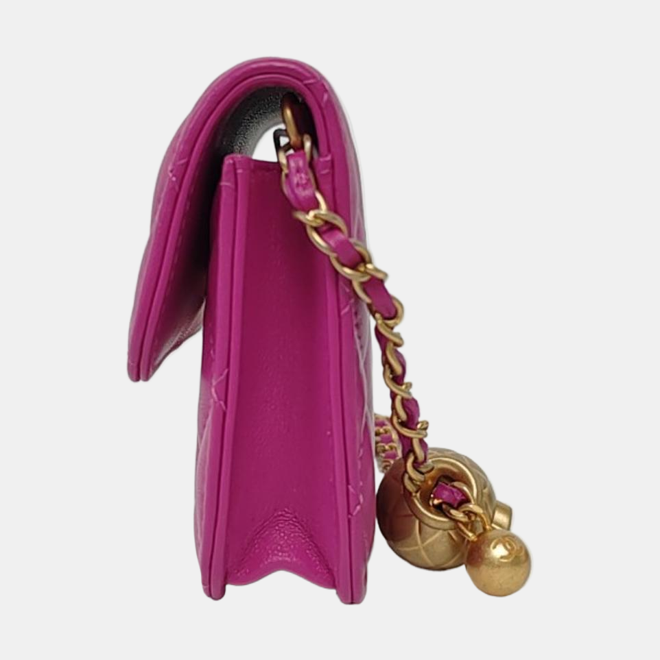 CHANEL WOC Purple Lamb Skin Crossbody Bag Golden Hardware 30 Clasp Accessories Included-(SKU)-961168945