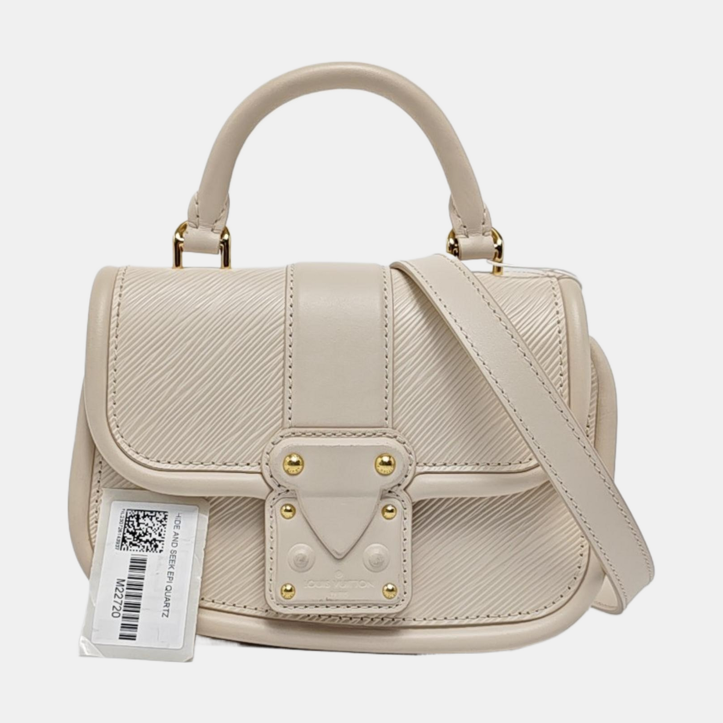 LOUIS VUITTON HIDE & SEEK Beige EPI Leather Water Ripple Shoulder Bag Gold Hardware Removable Strap-(SKU)-961302682