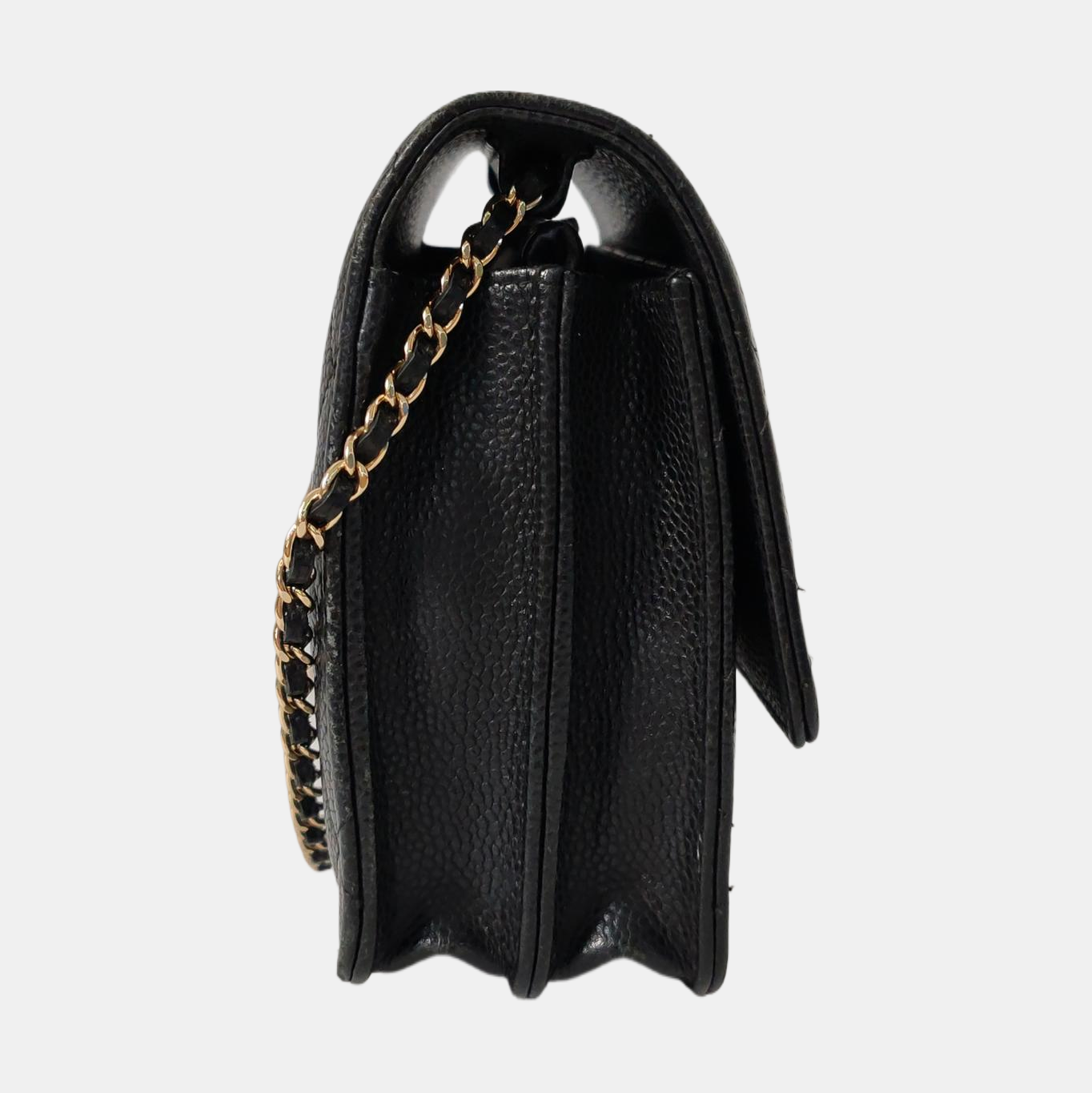 CHANEL DOUBLE CC Black Calfskin Quilted Leather Single Shoulder Bag Crossbody Bag Golden Hardware 25 Clasp-(SKU)-961310373