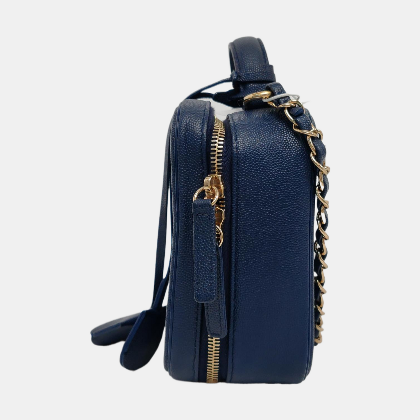 CHANEL FILIGREE Medium Blue Grained Calfskin Quilted Shoulder Bag Tote Crossbody Bag with Detachable Strap Gold Hardware 29 Compartments-(SKU)-961482565