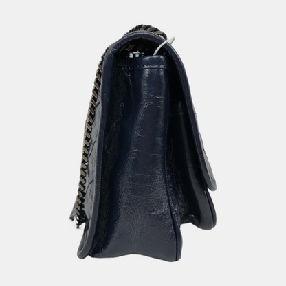 YSL NIKI Small Size Dark Blue Calf Leather Quilted V-Stitch Single Shoulder Bag Crossbody Bag Palladium Hardware-(SKU)-932669743