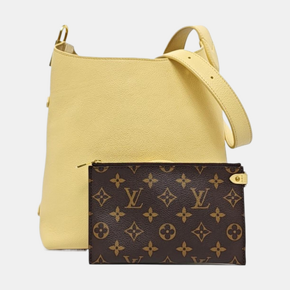 LOUIS VUITTON LOW KEY HOBO Small Mustard Yellow Leather Monogram Single Shoulder Bag with Detachable Strap-(SKU)-954611544
