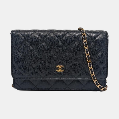 CHANEL WOC Black Caviar Leather Quilted Single Shoulder Bag with Gold Hardware-(SKU)-961837744