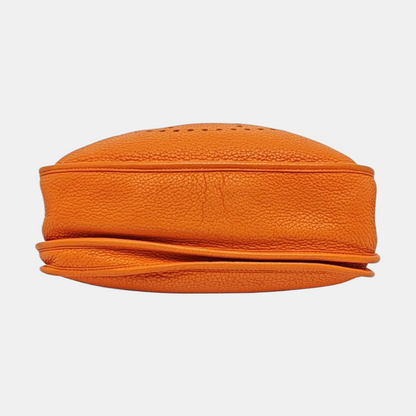 HERMÈS Evelyne GM Hermes orange Clemence leather Evelyne GM bag crossbody bag with handle, silver hardware, embossed H, removable shoulder strap-(SKU)-961912745
