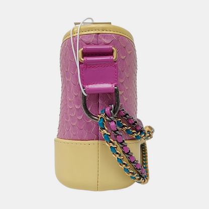 CHANEL GABRIELLE Small Yellow Snake Skin Hobo Bag Crossbody Shoulder Bag Handbag with Gold Silver Ruthenium Hardware and 27 Opening Removable Shoulder Strap-(SKU)-961684492