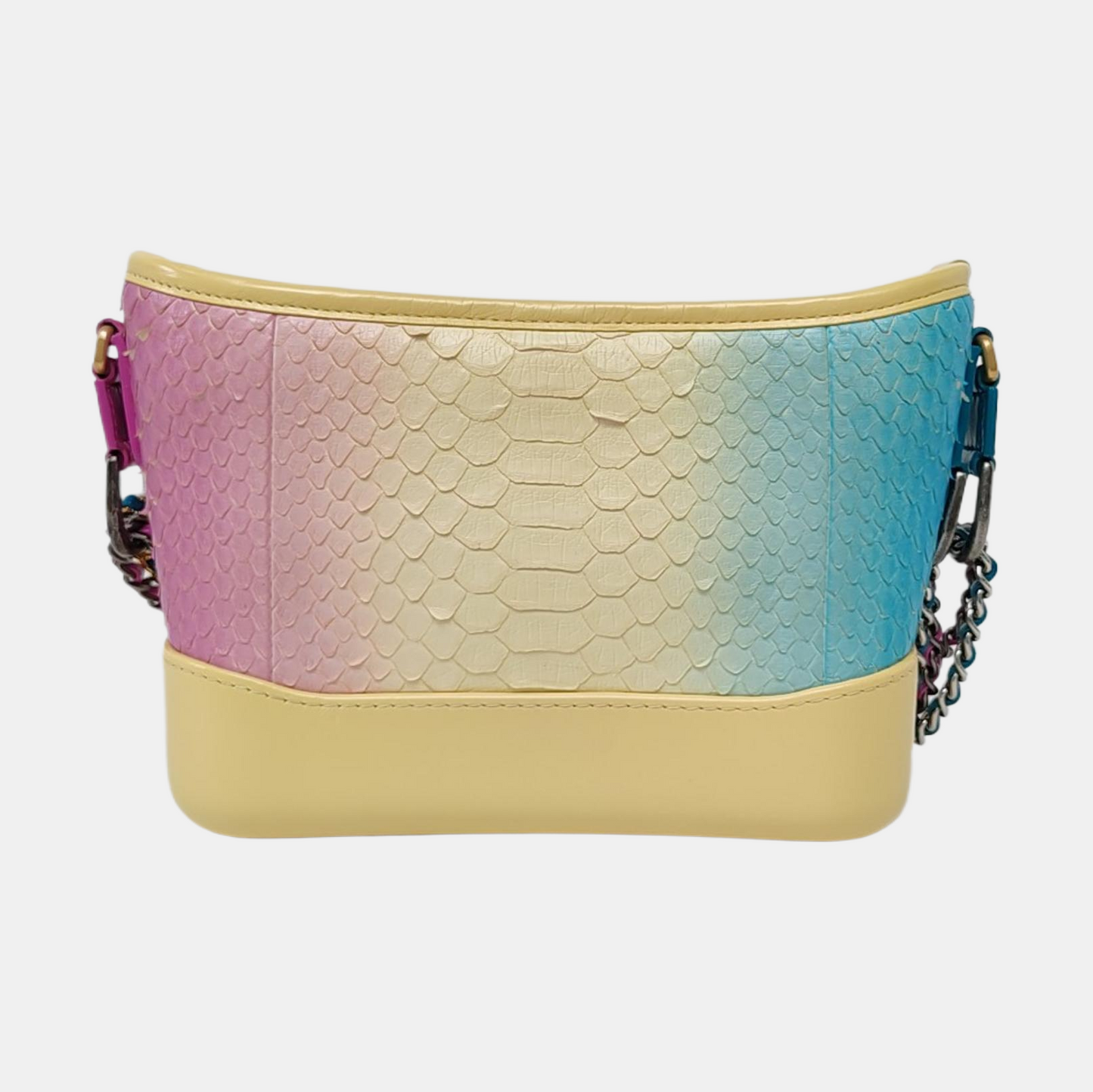 CHANEL GABRIELLE Small Yellow Snake Skin Hobo Bag Crossbody Shoulder Bag Handbag with Gold Silver Ruthenium Hardware and 27 Opening Removable Shoulder Strap-(SKU)-961684492