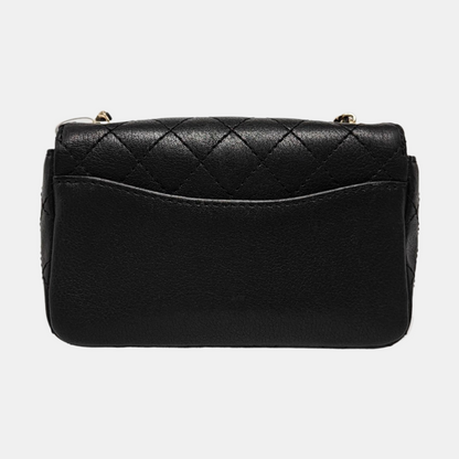 CHANEL NOW AND FOREVER Black Lamb Skin Quilted Crossbody, Shoulder Bag with Golden Hardware 27 Clasp-(SKU)-14471021