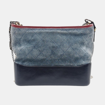 CHANEL GABRIELLE Medium Blue Suede Quilted Leather Hobo Shoulder Bag Crossbody Bag with Detachable Strap-(SKU)-961833804