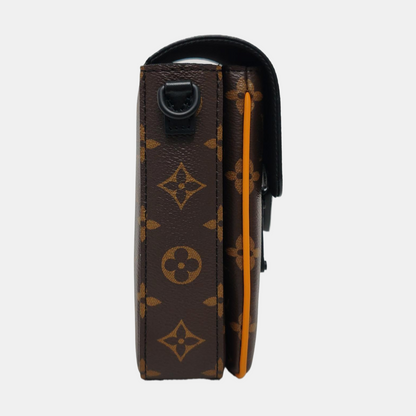 LOUIS VUITTON S LOCK Mini Brown Coated Canvas Vintage Crossbody Shoulder Bag Black Hardware Removable Strap-(SKU)-962210048