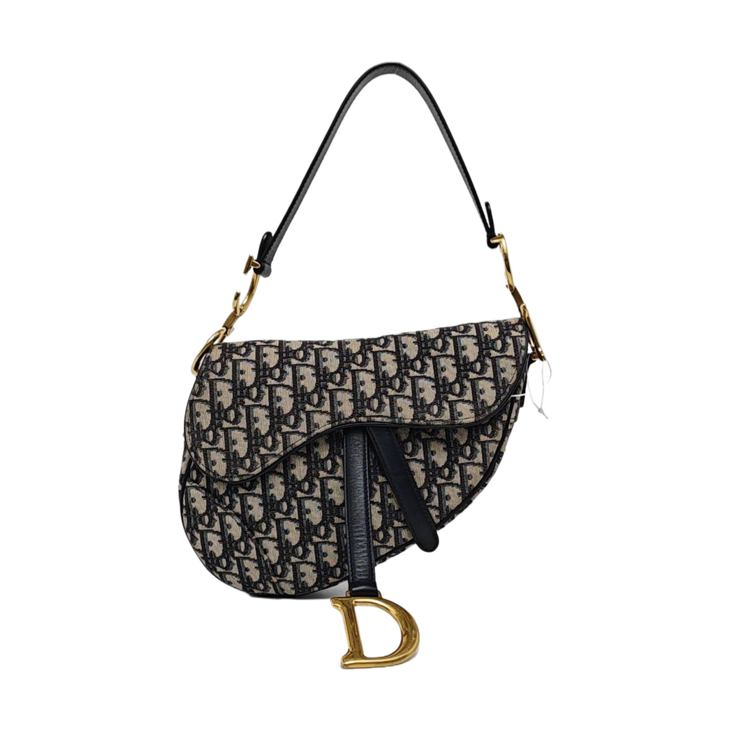 DIOR Saddle Small Size Blue Canvas Monogrammed Saddle Bag Shoulder Bag Tote Bag Golden Hardware-(SKU)-962210262